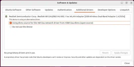USB wifi adapter driver message