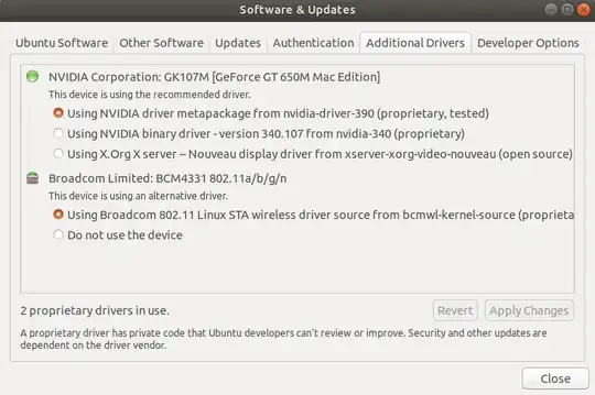 Driver installed from "additional drivers"