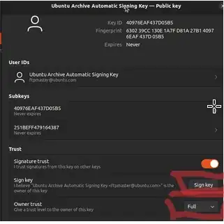 trusting the gpg key 