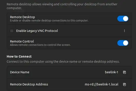 Remote desktop screen