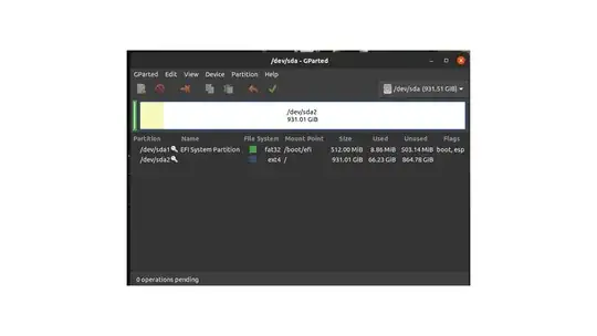 GParted hard drive pic