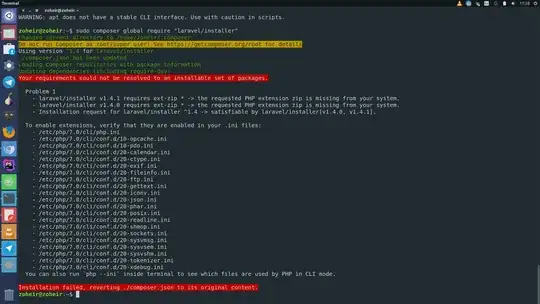 screenshot of the error shown in a terminal window with color highlighting