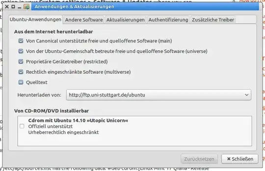 Screenshot (German) of the Software&Updates window