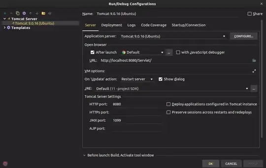 Screenshot image of IntelliJ Tomcat Local server configuration.
