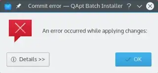 A dialog stating that an error occurred.