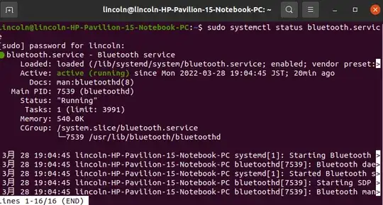 Showing "Active" status in systemctl for bluetooth