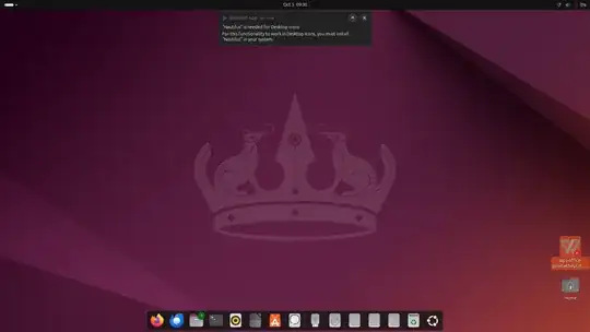 Screenshot of notification bubble when trying to modify desktop icons