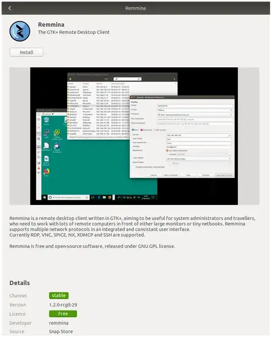 Remmina in the Ubuntu Software Store