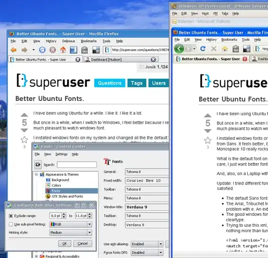 Font comparison between Ubuntu and Windows XP