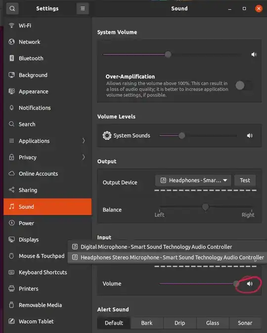 un/muting in sound settings