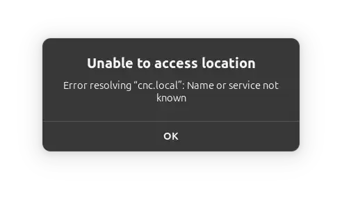 Error message from trying to open a shared file in the file manager
