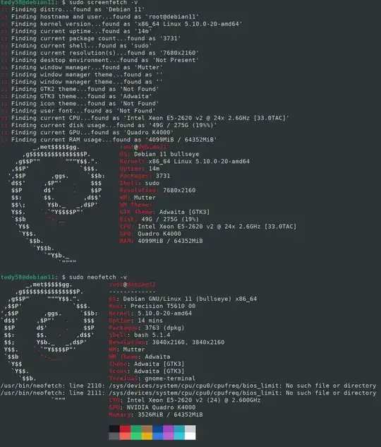 Result of screenfetch and neofetch