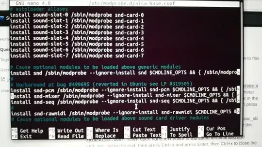 Screenshot of alsa-base.conf in nano