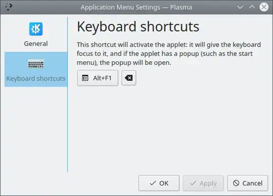 Application Menu Settings, Keyboard shortcuts