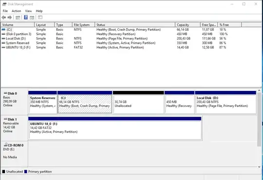 Windows Disk Management screenshot