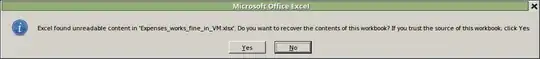 Excel found unreadable content in ... Do you want to recover the contents of this workbook? If you trust the source of this workbook, click Yes.