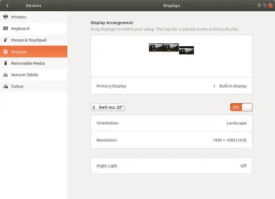 Screenshot of Displays control panel