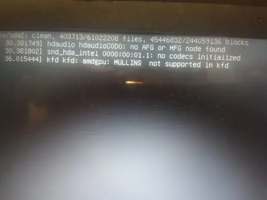 Console output before system freezes