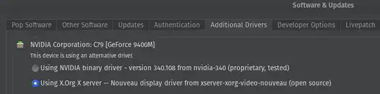 screenshot of Additional Drivers in Software & Updates