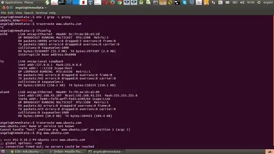 Traceroute and dig results