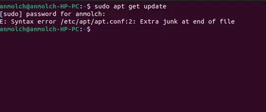 error message from terminal