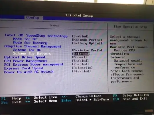 BIOS power settings