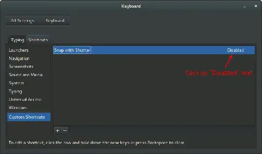 Custom shortcut entry - click on "Disabled" to provide one