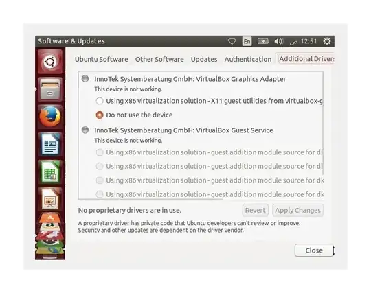 Screenshot of the Additional Drivers tab of Software & Updates