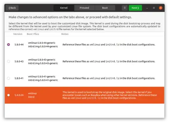 The Cubic Options Page Kernel Tab