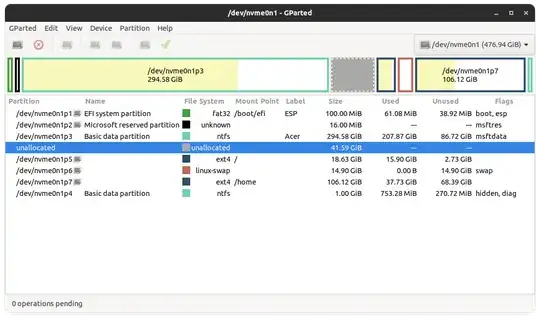 screenshot of GParted