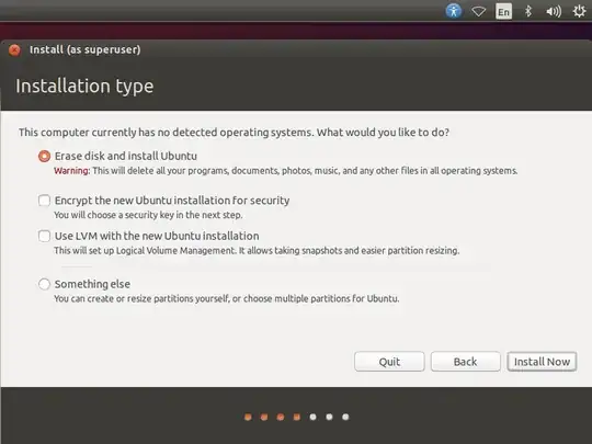 screenshot of installation step with several methods for installing ubuntu