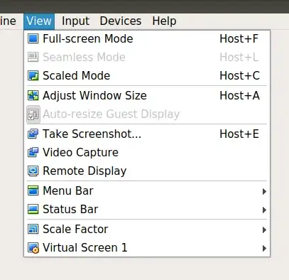 VirtualBox "View" menu