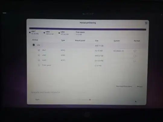 image of partitions while installing Ubuntu