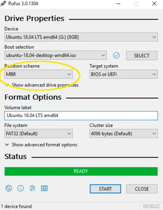 Select Partition Scheme