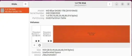 screenshot of the Disks tool