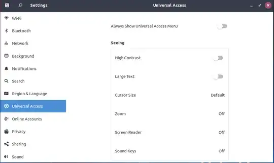 Universall Access window