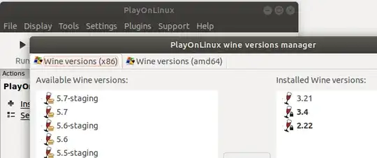 Manage Wine Versions window with x86 version 3.4 installed
