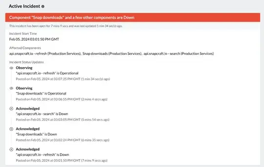 Screenshot of snapcraft status page