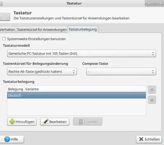 changed to right Alt key - keep pressed and removed englisch kbd