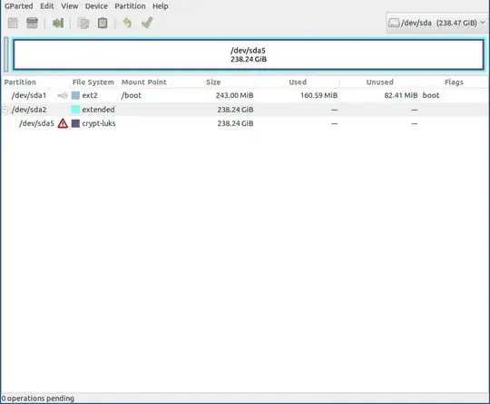 gparted - partition status