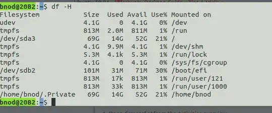 The output for <code>df -H</code> command