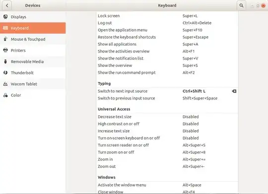 Keyboard settings