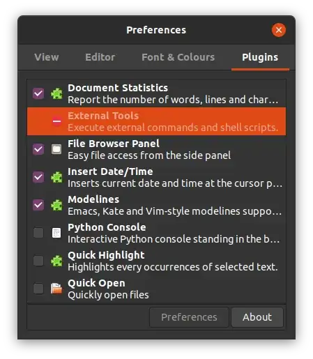 Gedit preferences