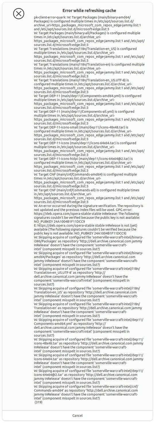 Large list of errors