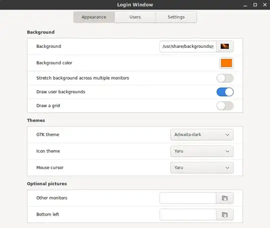 Login Window settings