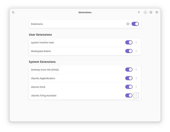 Screenshot of Extensions list