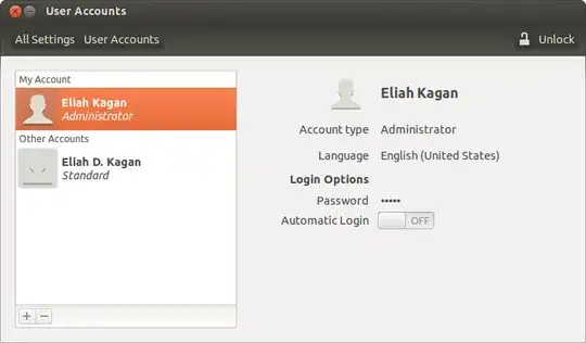 User Accounts window of GNOME Control Center