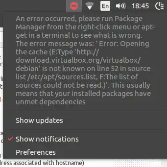 Apt error message
