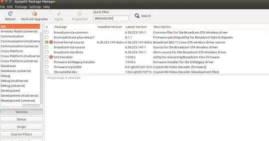 Use synaptic and type broadcom in search box