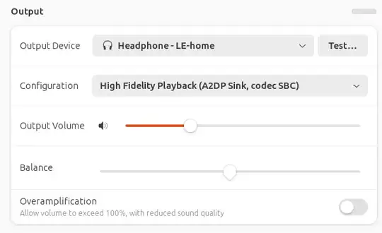 Sound settings panel showing an entry for Headphones